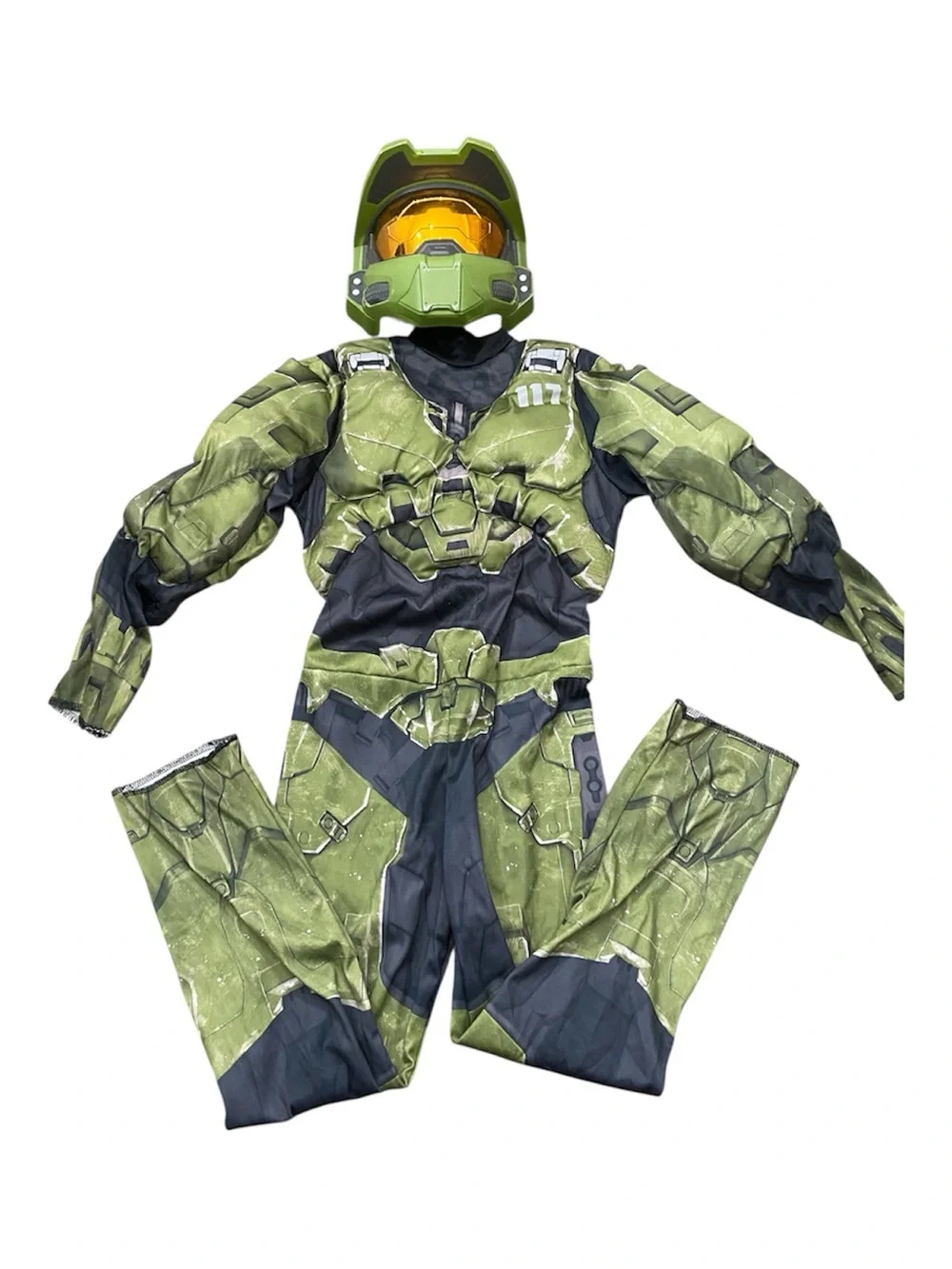 Disguise Halo Infinite Master Chief Kids Muscle Costume Set - Boys Medium 7-8